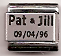 Personalised Wedding charm - 2 names & date 9mm Italian charm